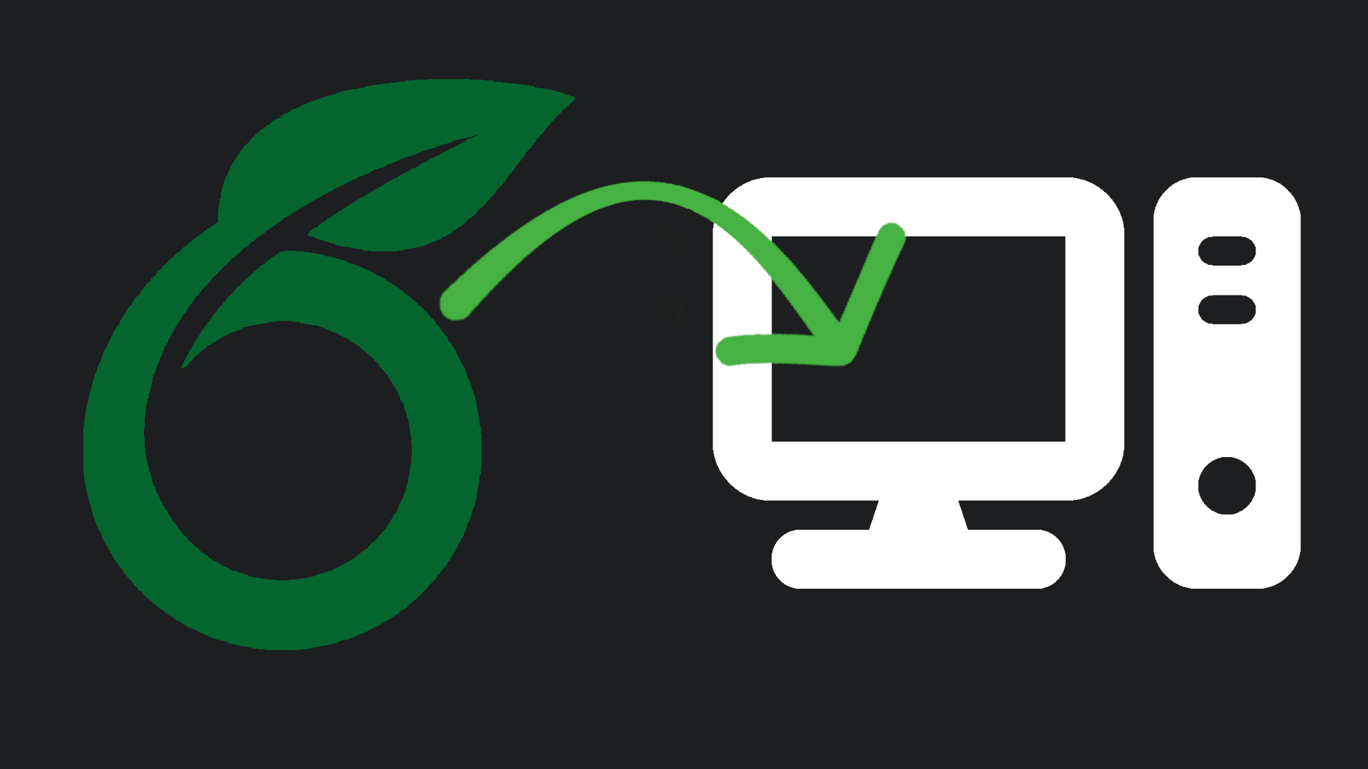 Image of the Overleaf logo with an arrow poiting to a desktop computer